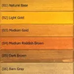 Wood stain colors: Natural Base to Barn Gray.